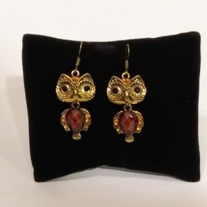 Amber and Gold Colored Fashion Earrings NWT